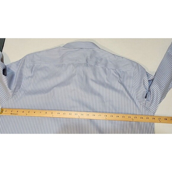 EGARA Shirt Mens XXL 2XL Blue White Striped Button Up Dress Shirt Cotton - Picture 6 of 15